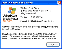 「Windows Media Player 9 Series」のバージョンは、9.00.00.2799