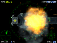 望遠鏡視点で敵戦艦を捉えた。すかさず滑腔砲発射!!