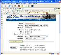 “W3C Markup Validation Service”のチェック結果ページ